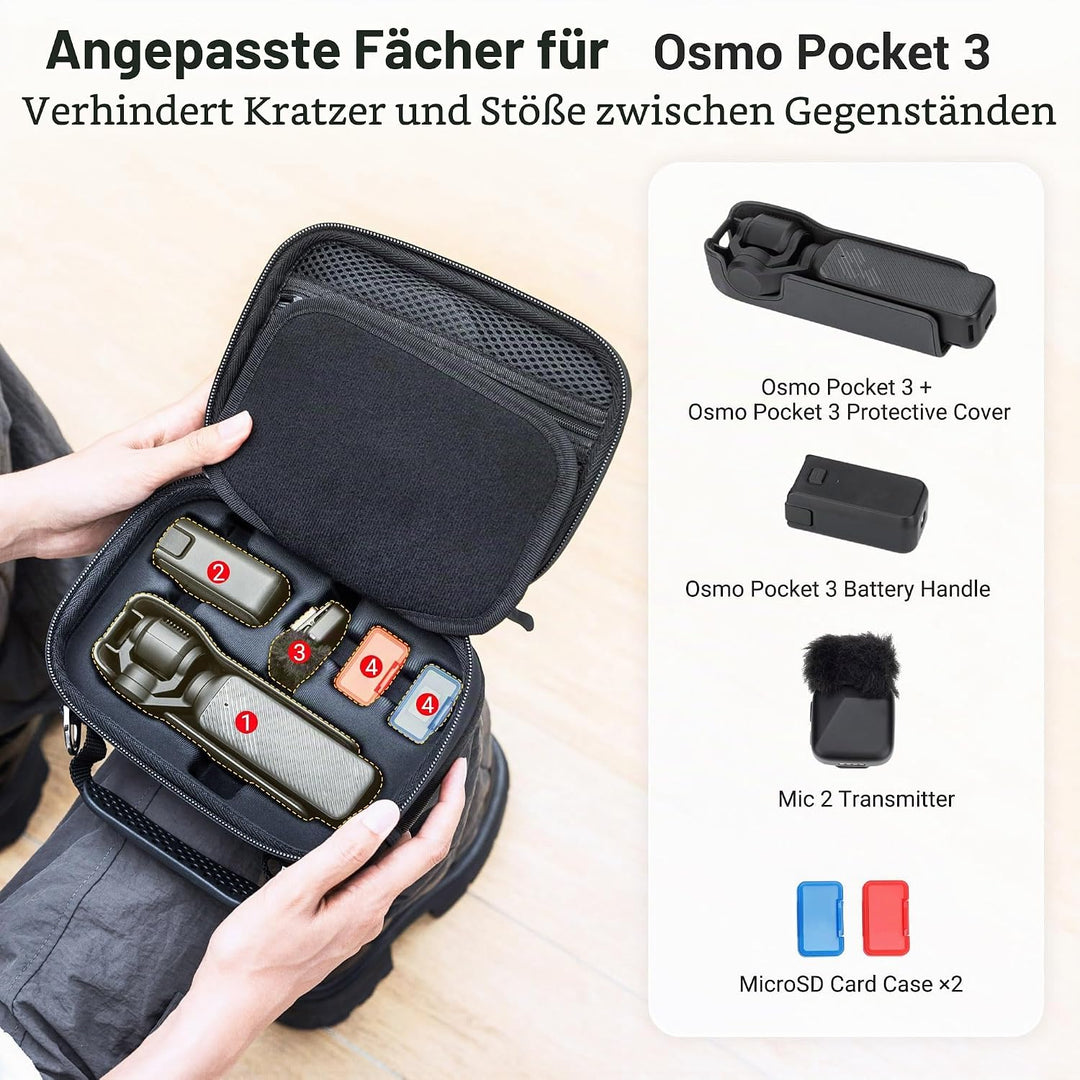 JJC Eva Umhängetasche für DJI Osmo Pocket 3 Tasche mit Schultergurt | Wasserdichte Koffer für DJI Os