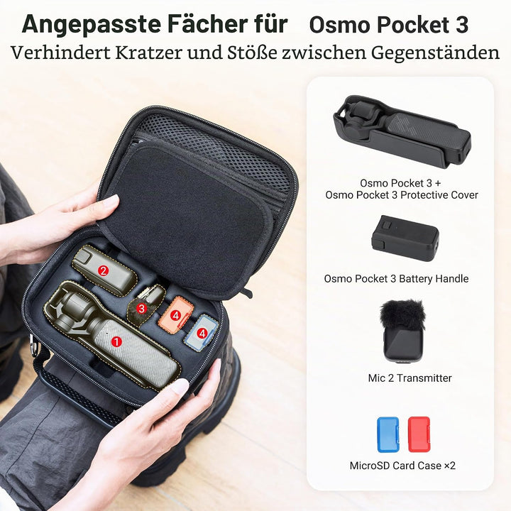 JJC Eva Umhängetasche für DJI Osmo Pocket 3 Tasche mit Schultergurt | Wasserdichte Koffer für DJI Os