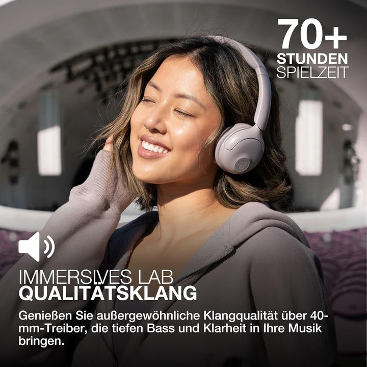 JLab Go Lux ANC Kopfhörer Noise Cancelling - Kabellose Bluetooth On Ear Kopfhörer mit Mikrofon, Akti