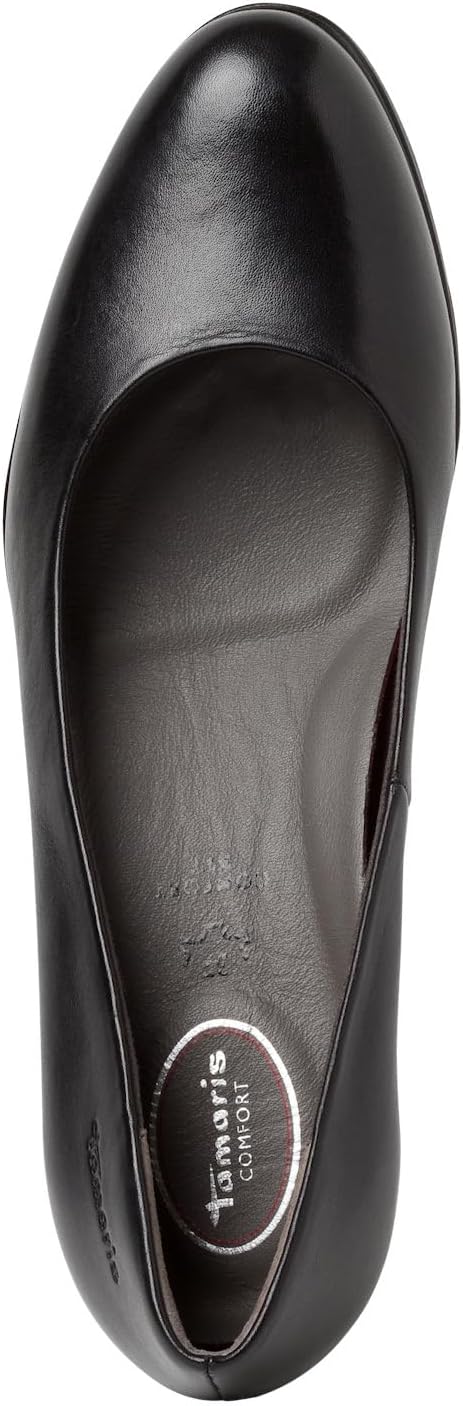 Tamaris Comfort Damen Pumps aus Leder mit Blockabsatz Comfort Fit 36 EU Schwarz, 36 EU Schwarz