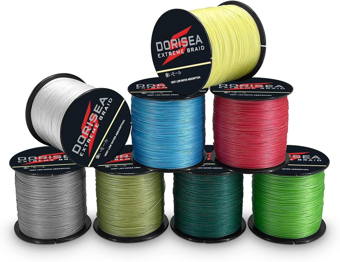 Dorisea Extreme Braid geflochtene Angelschnur, 100 % PE, 1000 m, 2,7–227 kg getestet, abriebfest, un