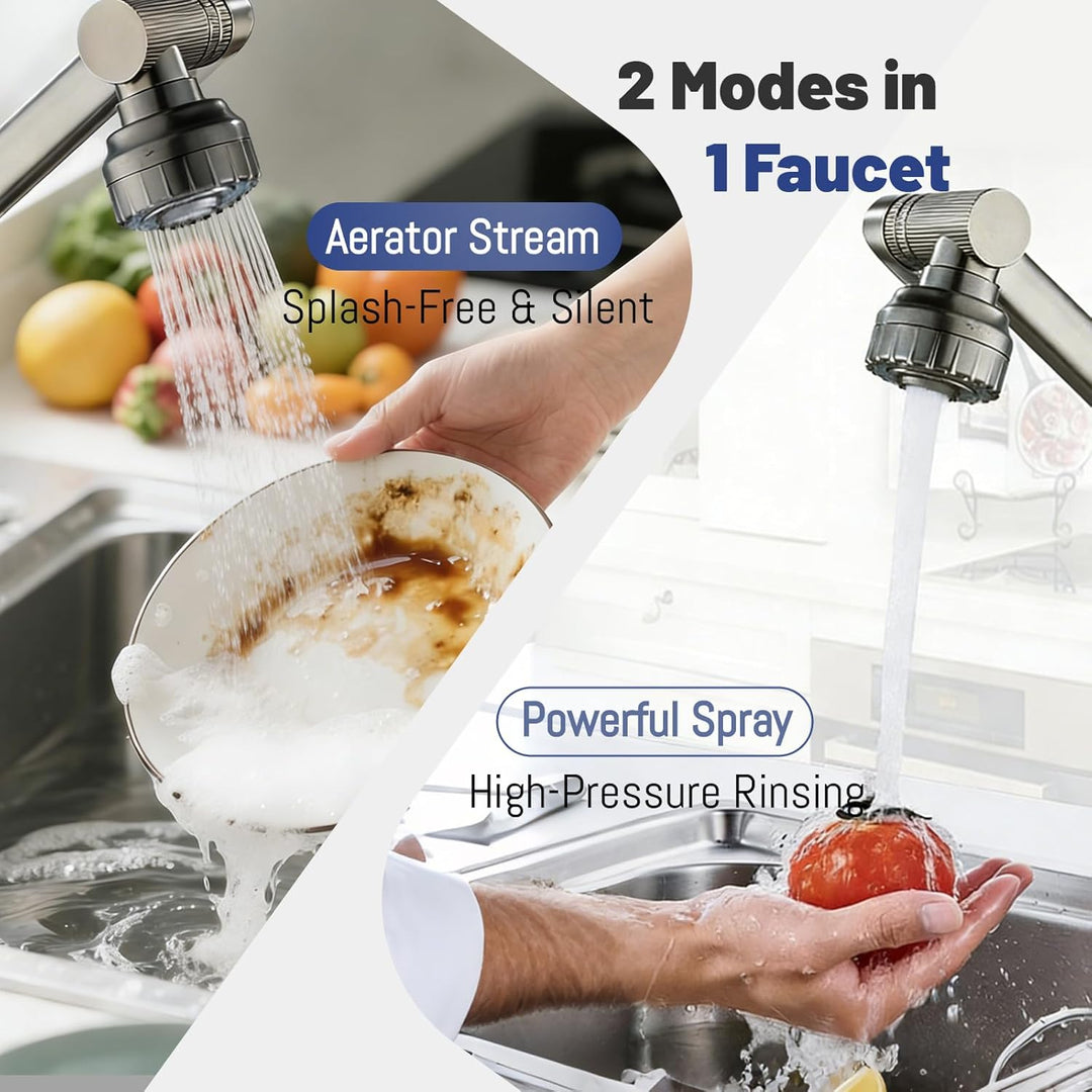 Vorfenster Küchenarmatur Klappbar, Spülarmatur mit 2 Strahlarten Faucet, 1080° Flexibler Mischbatter