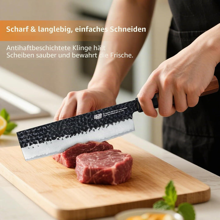 FINDKING Dynasty Serie Japanisches Nakiri-Messer, Profi-Gemüseschneider, Klinge aus 9Cr18MoV-Stahl m