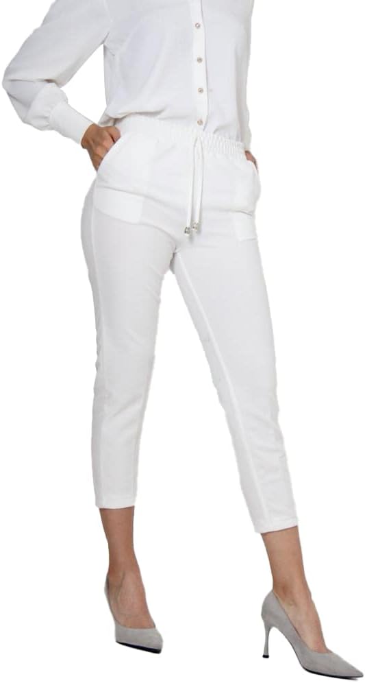 Bonateks Women's Deblmcpnts100054 Casual Pants, White, 48