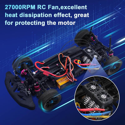 RC Motor Lüfter Twin 30 mm RC Auto ESC Motorkühlkörper mit rotem Metall-Kühlkörper für 4068 4274 Bür