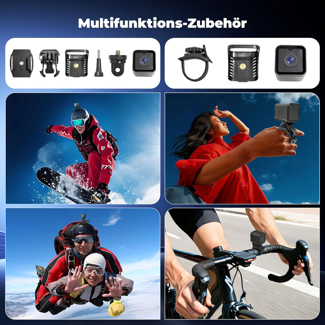 NinjaCam 1080P Mini Action Cam, 120° Weitwinkel Sportkamera, WiFi Actionkameras, Helmkamera Fahrrad,