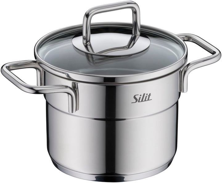 Silit Extra Cook Mini-Fleischtopf 12 cm mit Glasdeckel, Innenskalierung, breiter Schüttrand, qualita
