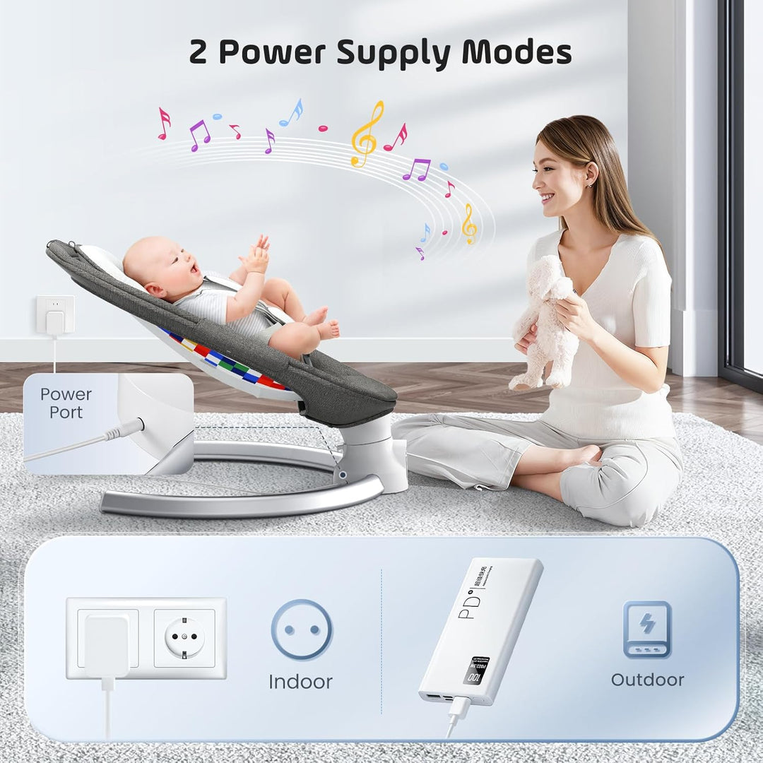 Elektrische Babywippe für Kleinkinder,Elektrische Babyschaukel mit 5 Punkt Sicherheitsgurt 5 Schauke