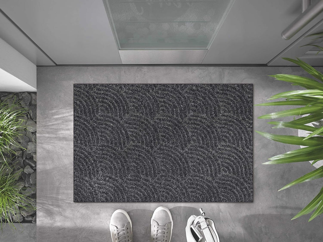 DUNE Waves dark grey 60x90 cm, innen und aussen, waschbar