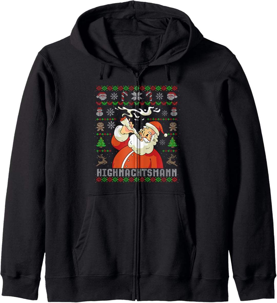Ugly Christmas Highnachtsmann Marihuana Weed Geschenk Kapuzenjacke