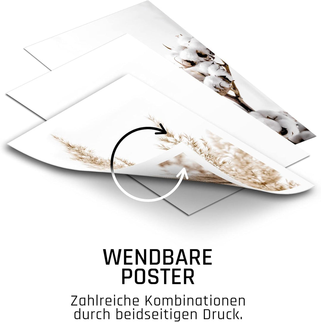 BLCKART Infinity Premium Beige Love Poster Bilder Set Stilvolle Doppelseitige Wendeposter Wohnzimmer