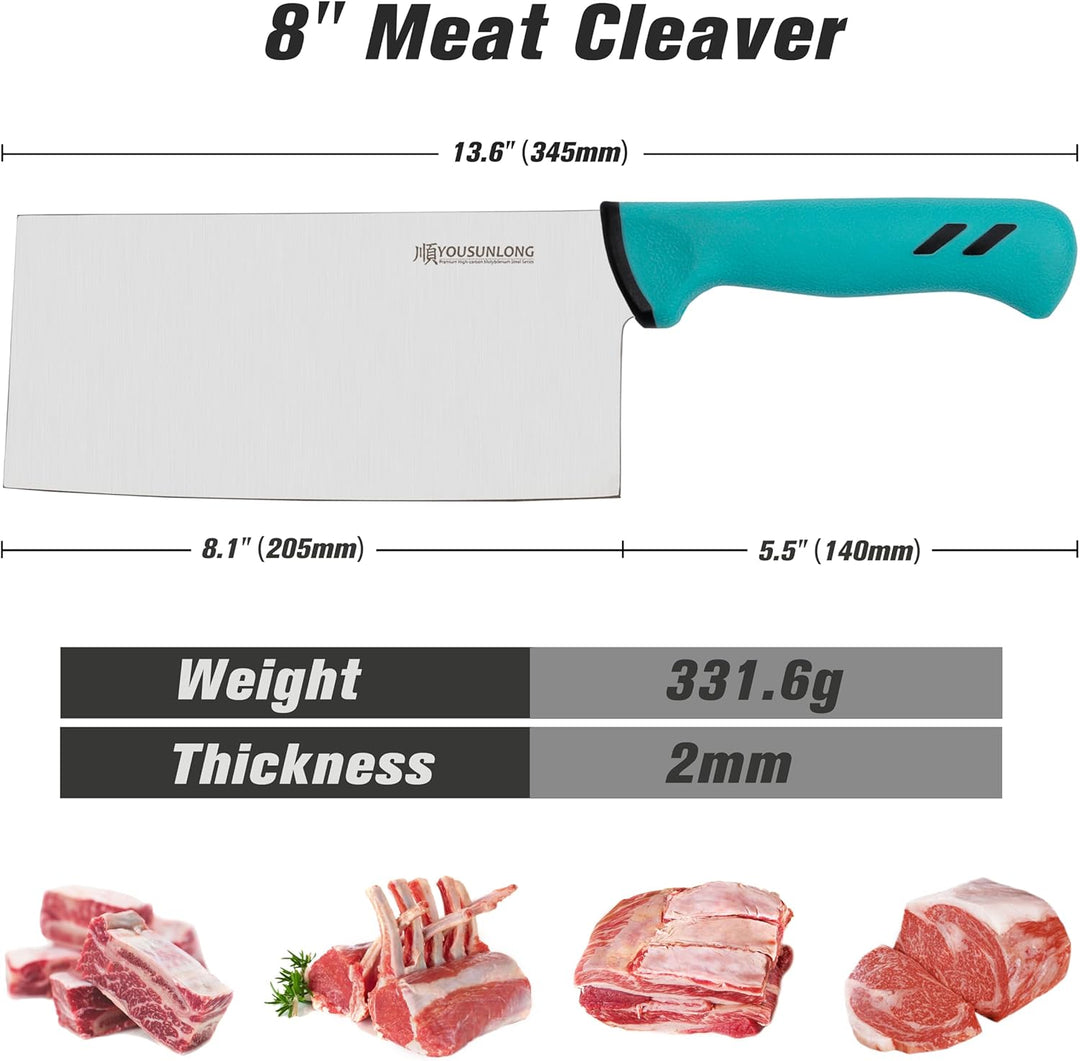 YOUSUNLONG Hackmesser - 203mm Fleisch- und Gemüseschneidmesser - Klinge aus hochwertigem Molybdänsta