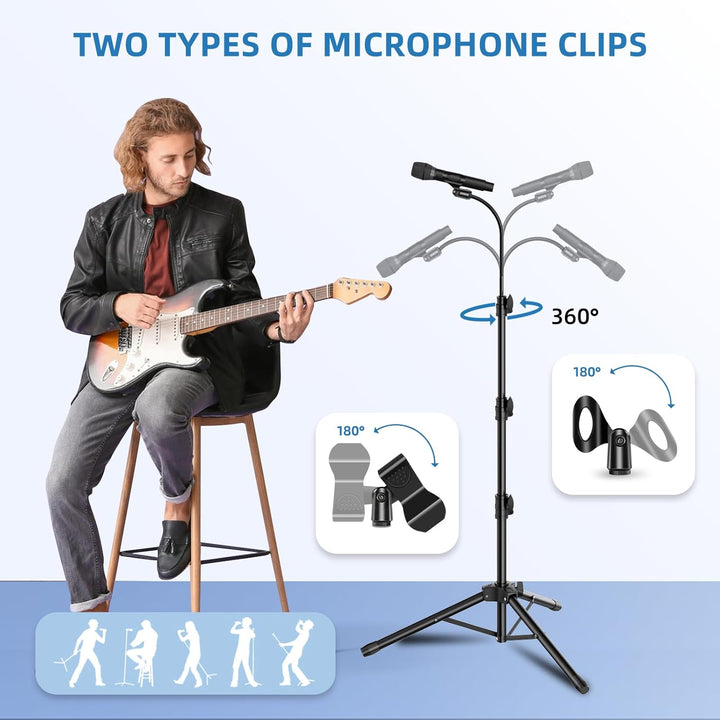 Mikrofonständer Stativ Höhenverstellbar 61-170cm,2 Pack Tragbares MikrofonStänder mit Aufbewahrungst