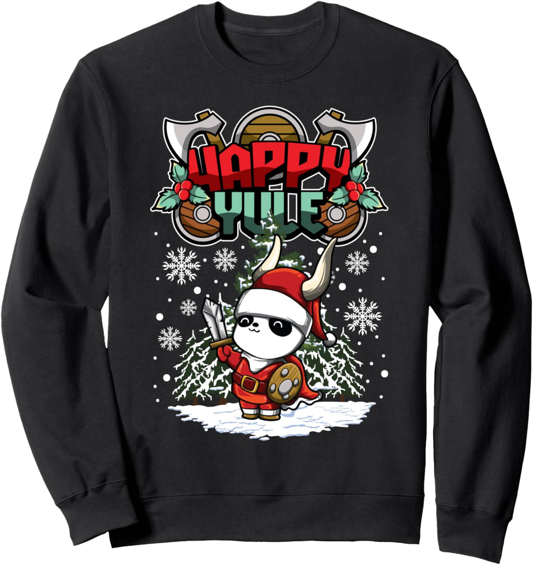 Happy Yule - Wikinger Weihnachtstiere - Panda Sweatshirt