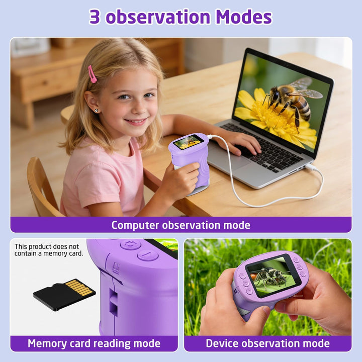 Handy Digital Mikroskop für Kinder, 1080P HD 2.0" Bildschirm Mini-Mikroskop, 1000X USB tragbares Tas