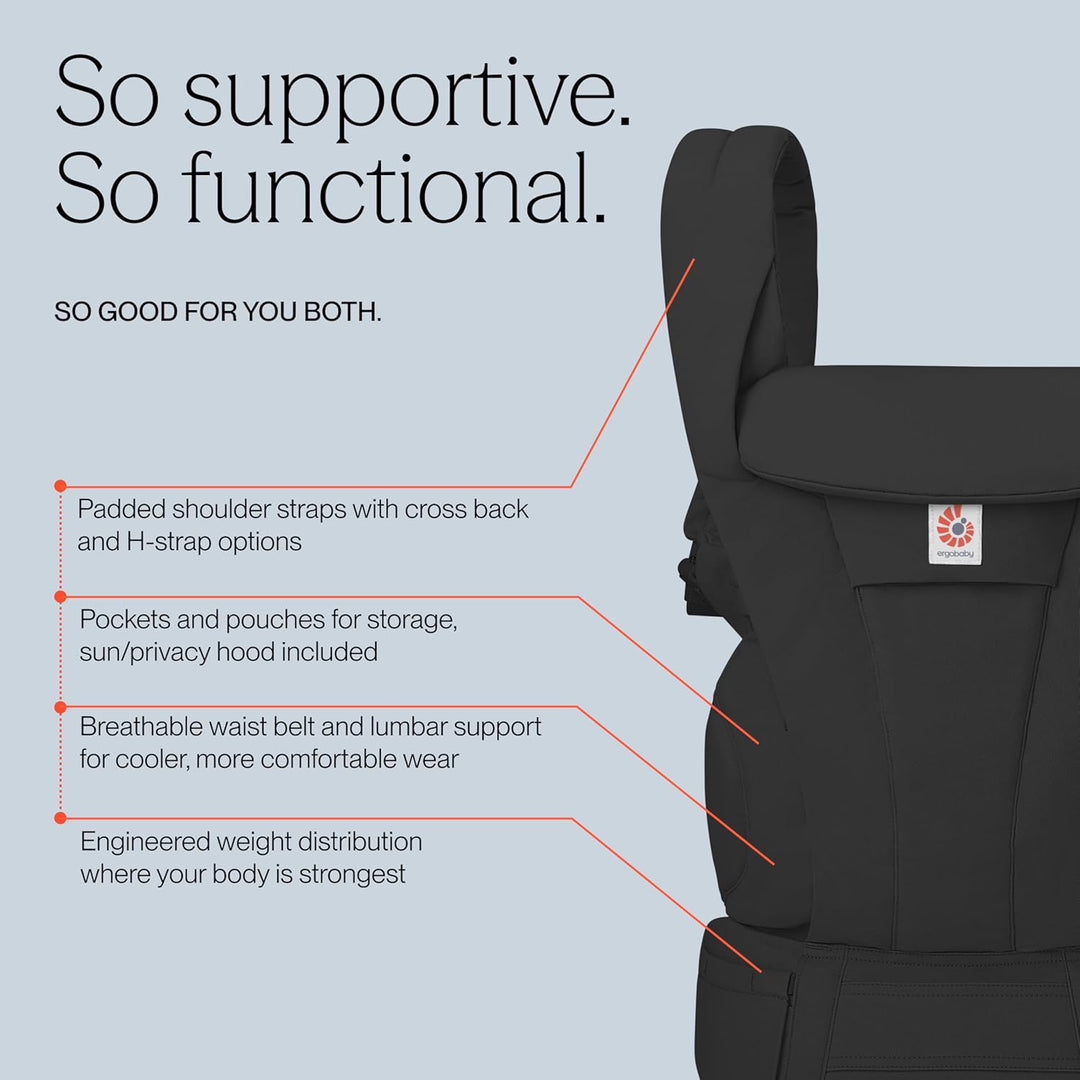 Ergobaby Omni Deluxe All-in-One Babytrage für Neugeborene ab Geburt bis 20kg, Ergonomische 4-Positio