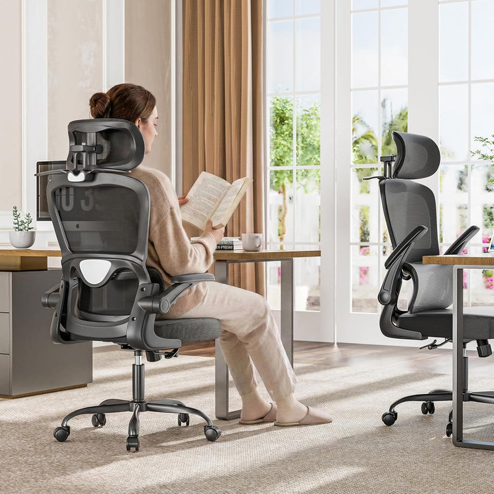Farini Schreibtischstuhl mit Kleiderständer Bürostuhl Ergonomisch mit Verstellbarer Kopfstütze, Offi