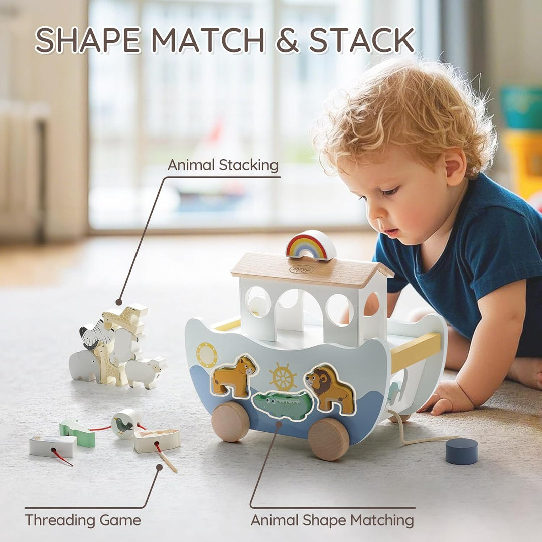Joyreal Arche Noah Holz - Taufgeschenke für Mädchen Jungen Kinder, Geschenk Taufe, Montessori Spielz