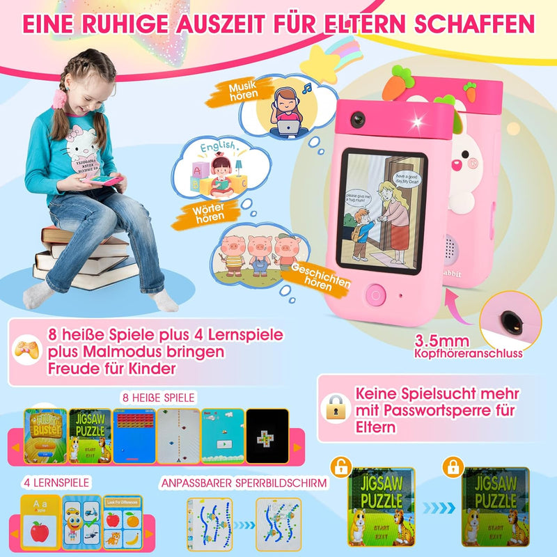 Kinderkamera, ZUEOKAI Kinder Handy Smartphone Spielzeug ab 3-8 Jahre, Kinder Kamera mit 180°Drehobje