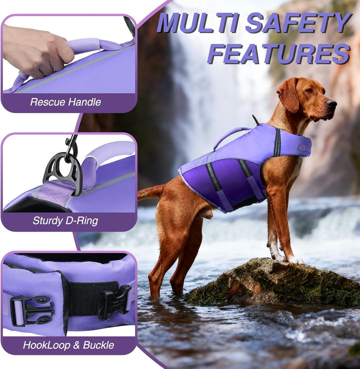 VIVAGLORY Sports Style Schwimmweste Hund, Hundeschwimmweste für Bootfahren, Auftrieb & Schwimmhilfe,