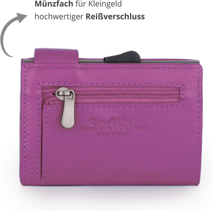 SecWal Kartenetui mit Münzfach Reissverschluss (Pink), Pink