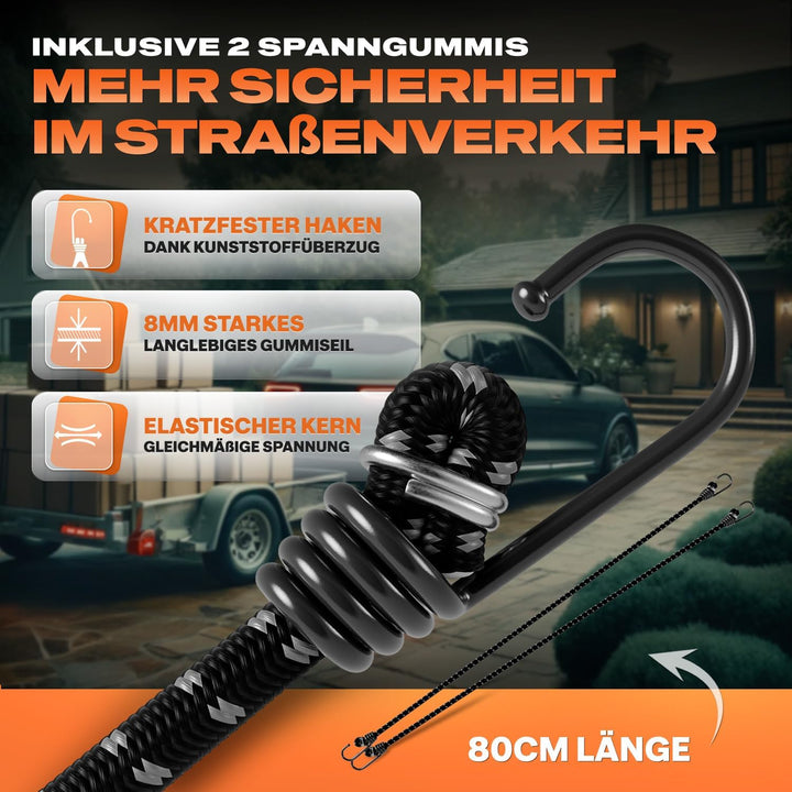 Spanngurte mit Ratsche 4 Stück, Ratschengurte 1000kg, 4m, 2,5cm breit | TÜV GS zertifiziert, wetterf
