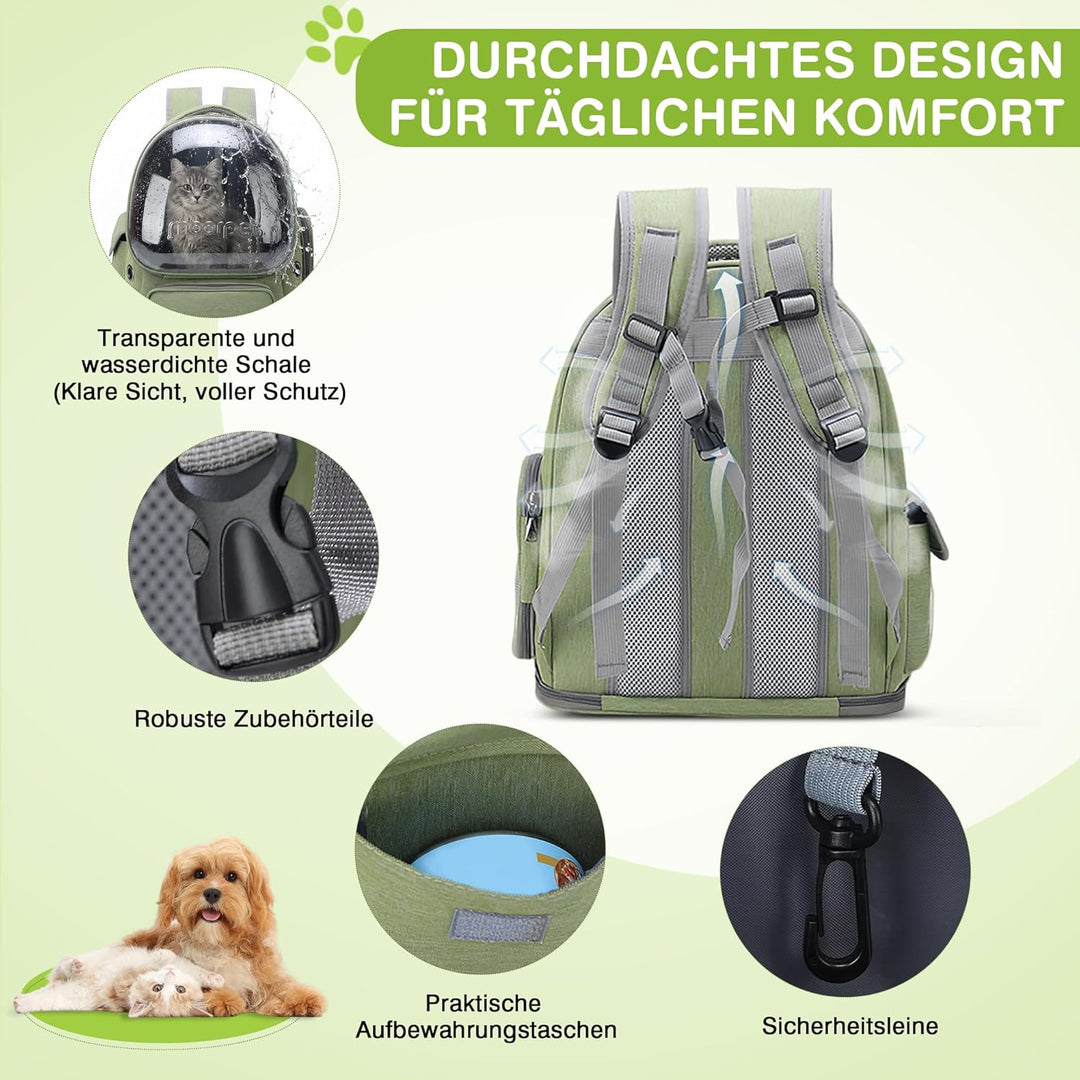 ALLSOPETS Katzenrucksack, Atmungsaktiver Bubble Rucksack für Katzen und Kleine Hunde bis zu 7,5kg, T