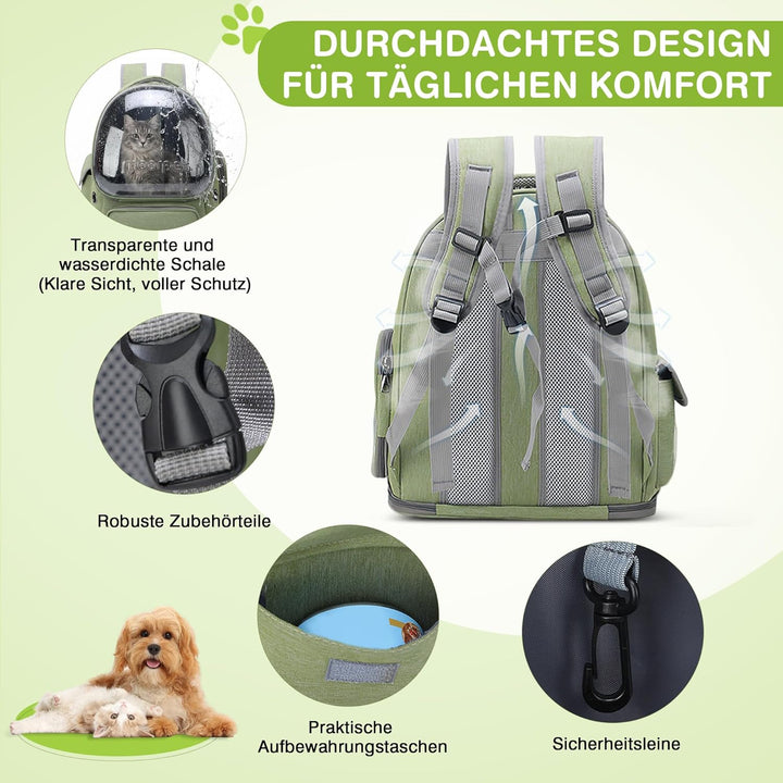 ALLSOPETS Katzenrucksack, Atmungsaktiver Bubble Rucksack für Katzen und Kleine Hunde bis zu 7,5kg, T