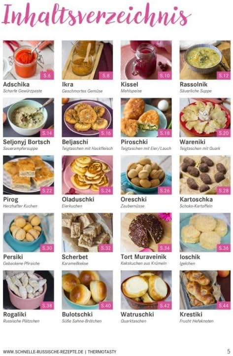 ThermoTasty Russisches Bündelset: 5 Kochbücher mit 100 original russischen Rezepten, russische Geric