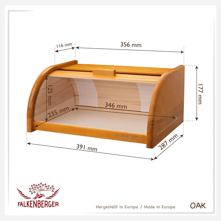 Brotkasten aus Buchenholz ca. 39x29x18cm Rollbrotkasten traditionell Brotbox mit Roll-Deckel Handmad