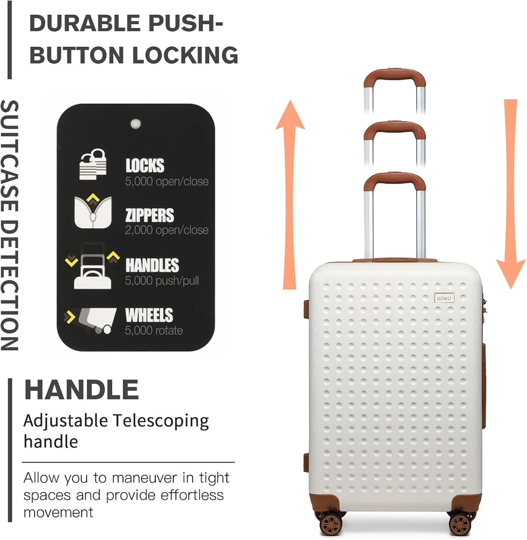 KONO Koffer Trolley Mittelgross Hartschalenkoffer Reisekoffer von ABS Hartschalen Handgepäck mit 4 S