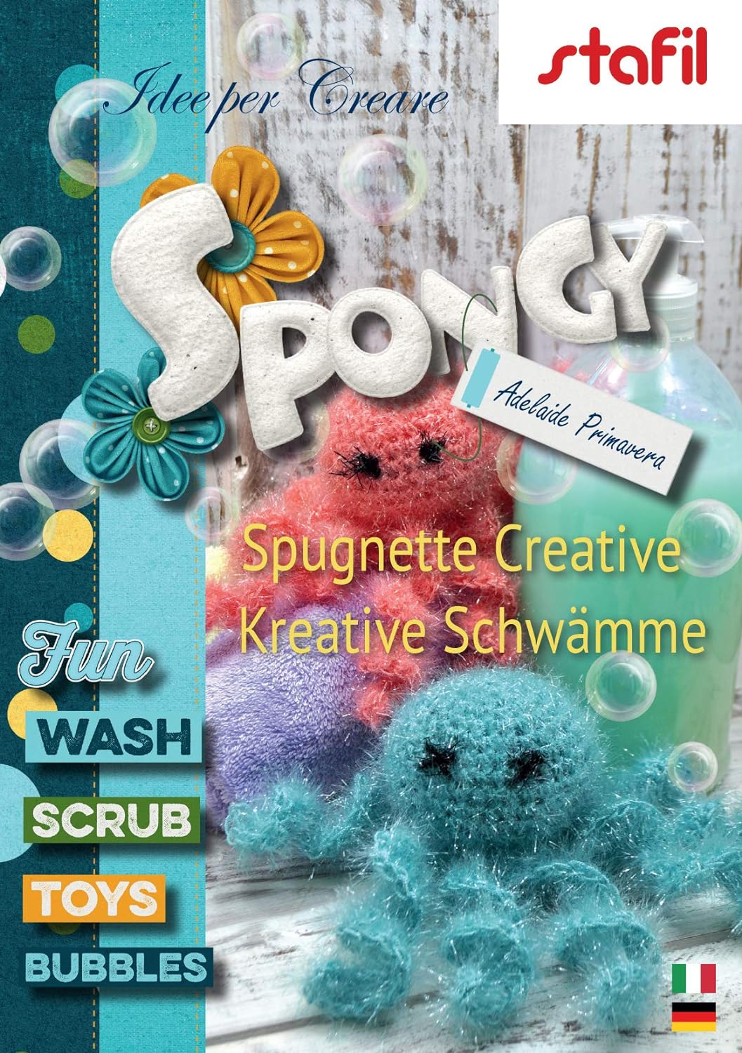 Stafil Spongy Garn Häkelset: 12 unterschedliche Farben Spongy Schwammgarn und Anleitungsbuch Kreativ