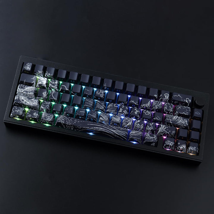 PBT Tastenkappen, 135 Tasten Double Shot Tastenkappen Seite graviert Transparent Keycap Set Cherry P
