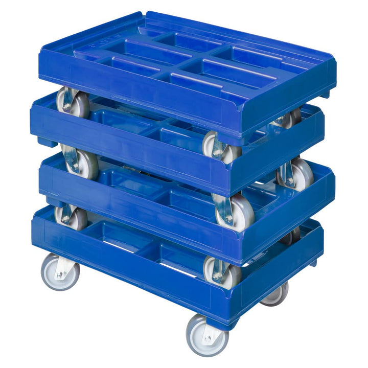 4 Stück Hygiene Transportroller für Kisten 60 x 40 cm mit 4 Lenkrollen in blau