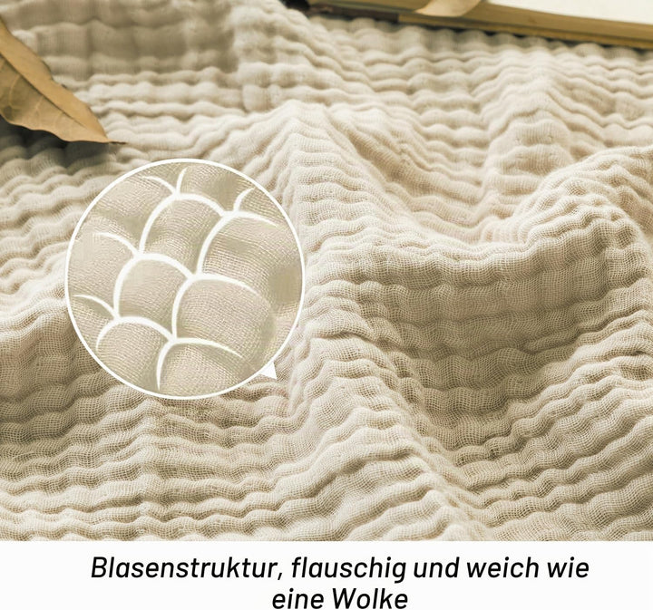 EMME Baumwolle Decke, Vorge-waschene Kuscheldecke, Weiche und Atmungsaktive Tagesdecke, Universale S