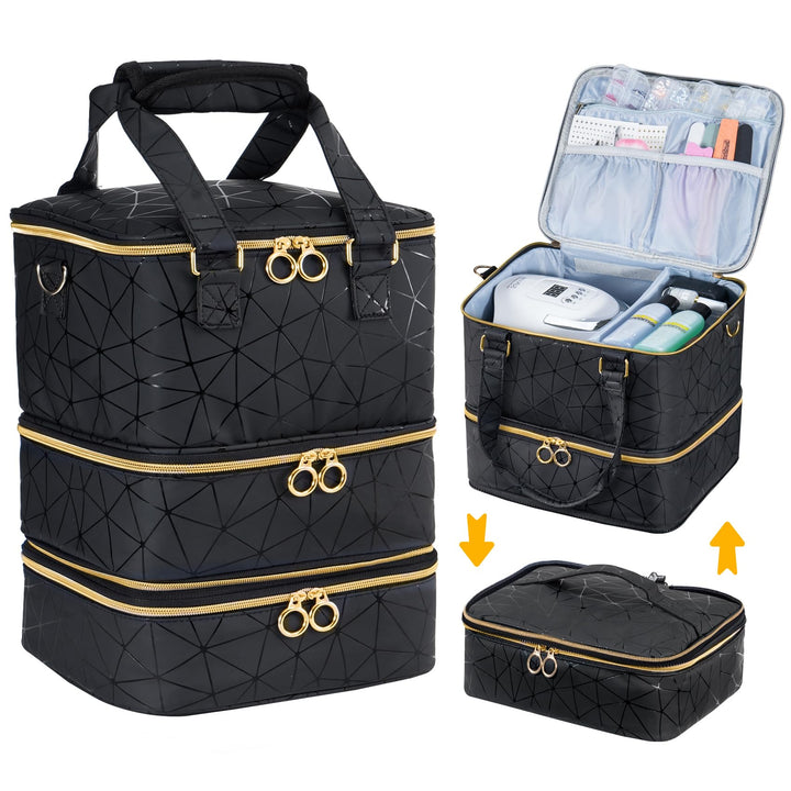 Uross Nagellack Organizer für 84 Nagellackflaschen und 1 LED-Nagellampe, Nagellack Aufbewahrung Tasc