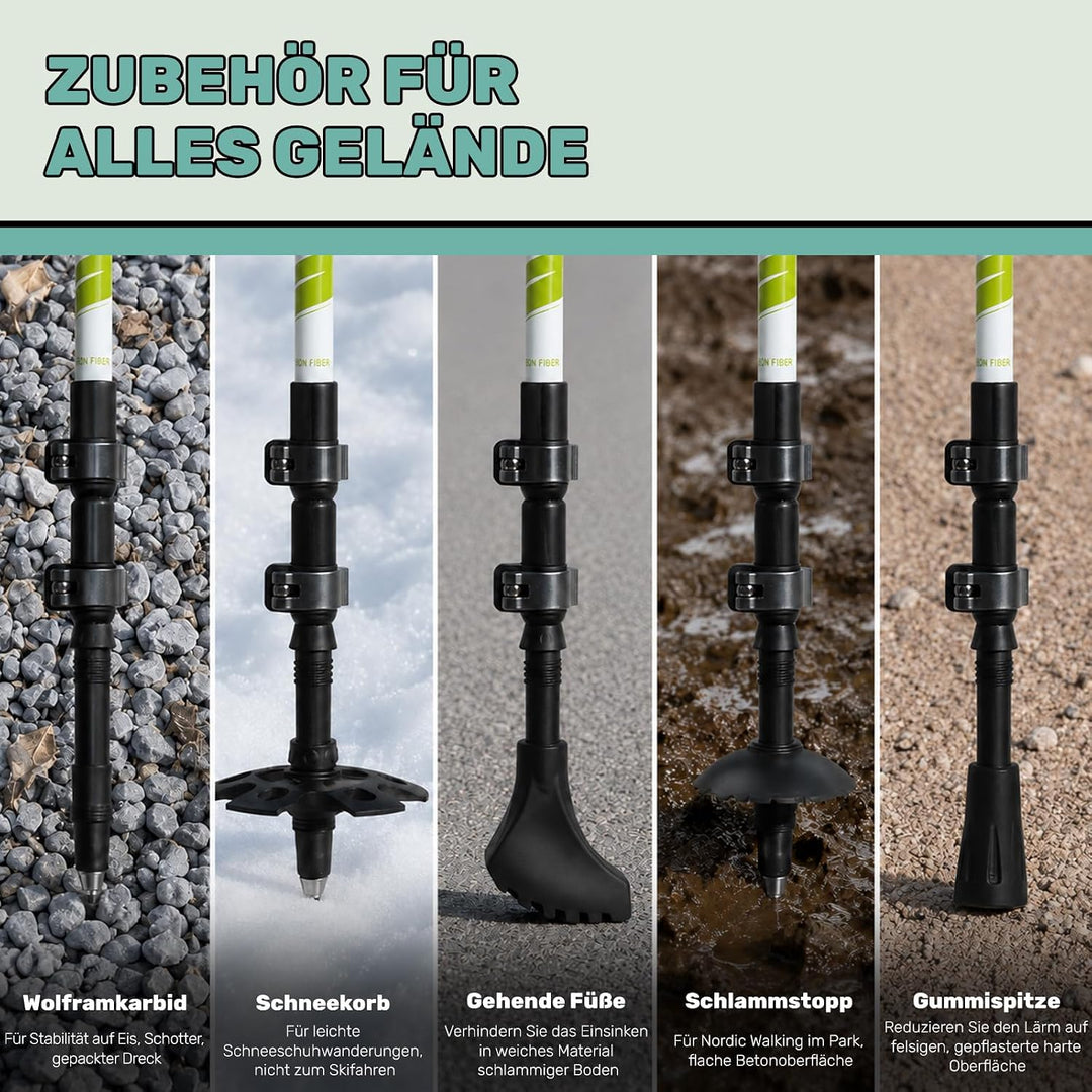 Carbon Trekkingstöcke 2er Set – Nordic Walking Stöcke Damen Herren, Wanderstöcke Teleskop Faltbar, U