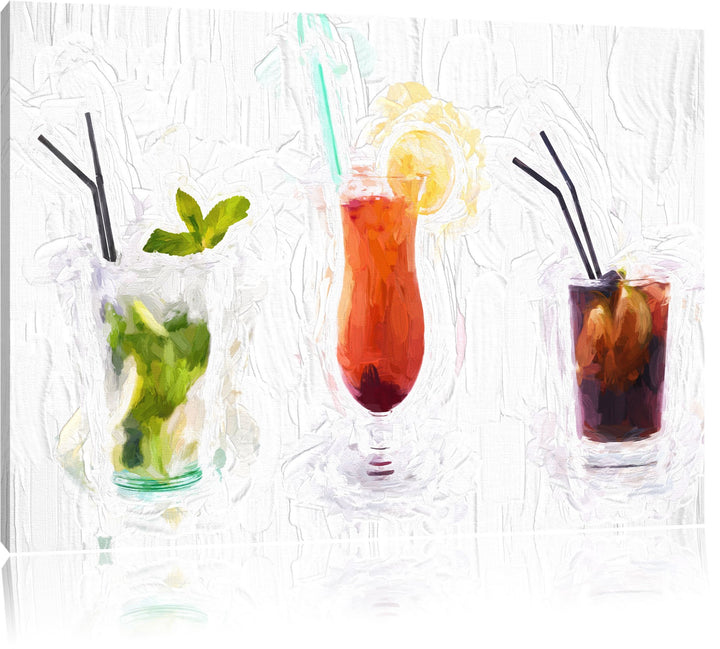 fruchtig frische Cocktails Deluxe Format: 100x70 cm auf Leinwand, XXL riesige Bilder fertig gerahmt