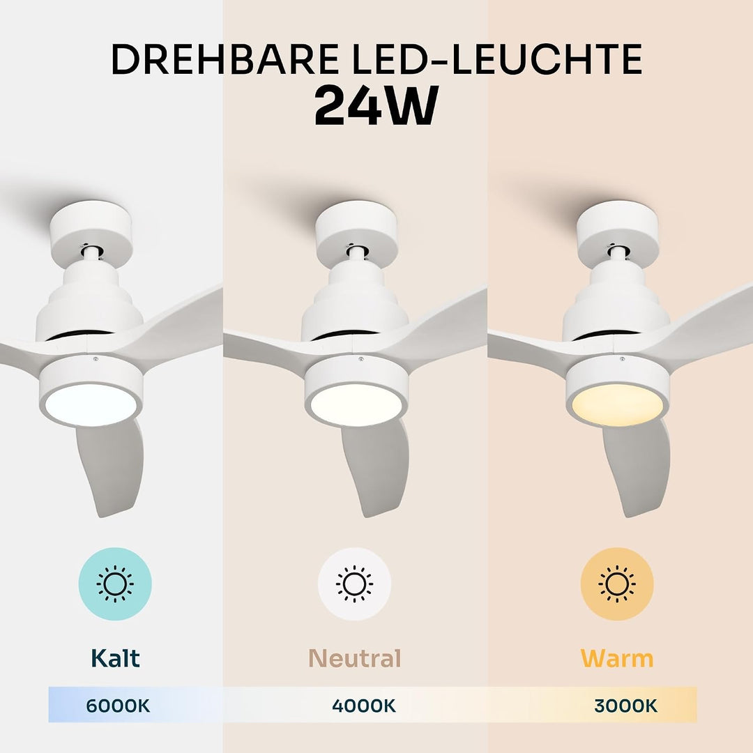 Mellerware - Deckenventilator mit Fernbedienung Brizy Bright | 45 W | 6 Geschwindigkeiten | Ultra le