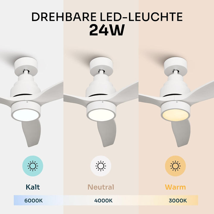 Mellerware - Deckenventilator mit Fernbedienung Brizy Bright | 45 W | 6 Geschwindigkeiten | Ultra le