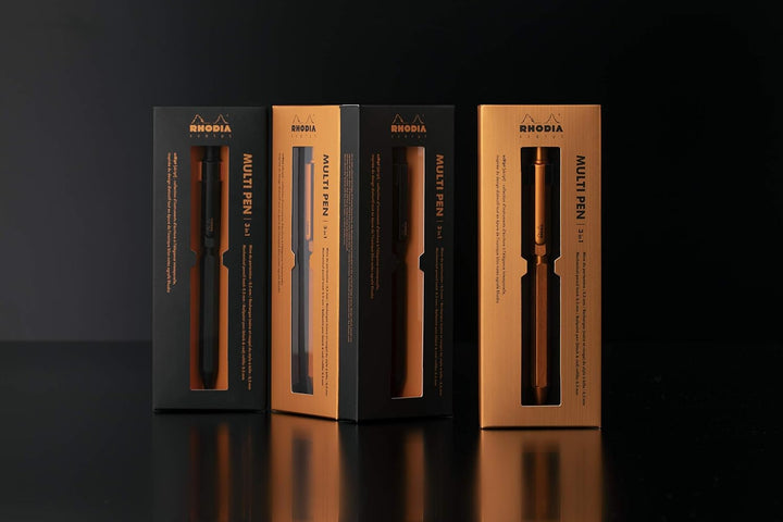 Rhodia 9340C – 3-in-1 ScRipt Multipen – 2 Kugelschreiber 0,5 mm schwarz & rot + 1 Druckbleistift Gra