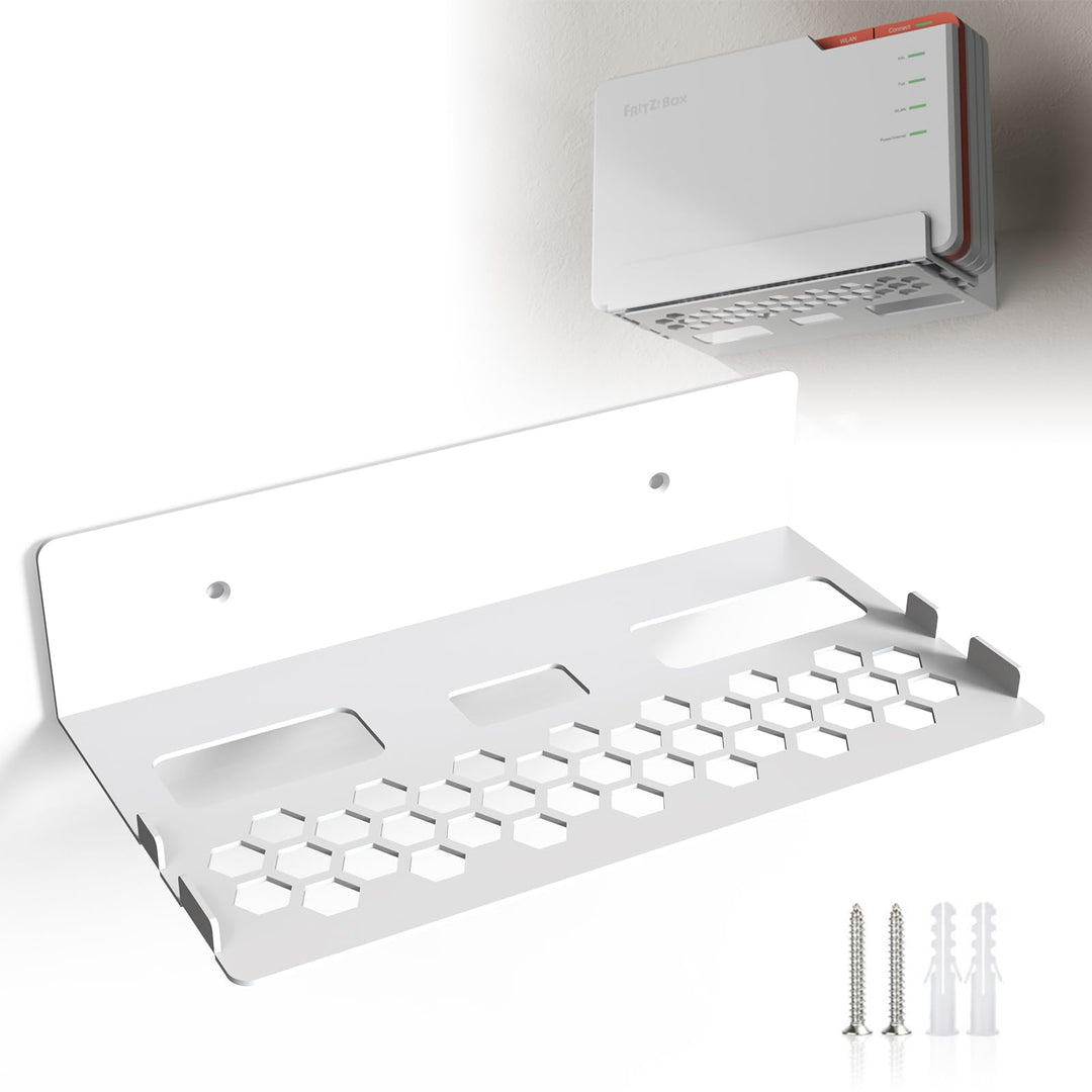 Metall Wandhalterung kompatibel mit AVM Fritz!Box 5690 Pro – Robuste Halterung mit integriertem Kabe