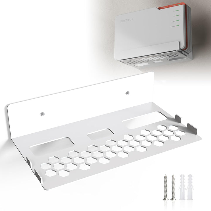 Metall Wandhalterung kompatibel mit AVM Fritz!Box 5690 Pro – Robuste Halterung mit integriertem Kabe