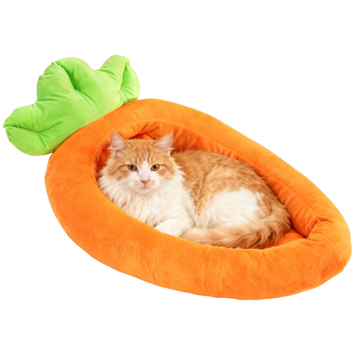 Soft Animal Nest, Carrot-Shaped Cat Bed, Plush Sleeping Pad with Comfortable Cushion Feature, Pet Ac