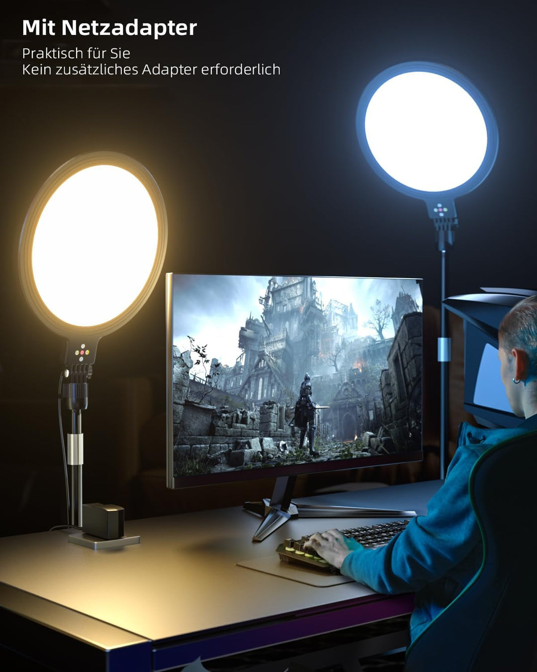 Grosses Ringlicht mit 165cm lichtständer, 6500K professionelles Vollbild-Ringlicht für Selfie, Studi