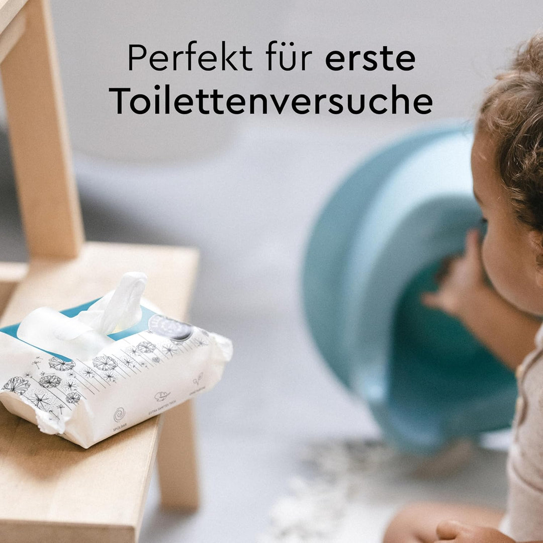 LILLYDOO Feuchte Toilettentücher, 720 Stück (12 x 60), 100% plastikfreies, spülbares Tuch, ohne Parf