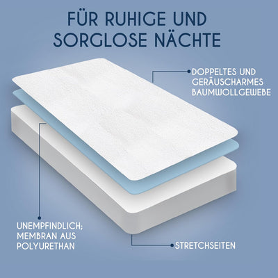 Matratzenschoner 70x200 Wasserdicht Dreamzie - Oeko-TEX und Made in EU - Atmungsaktive Anti-Allergie