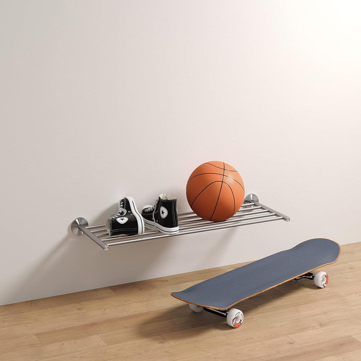 PHOS Design, SR600-1W, 60 cm breites Schuhregal zur Wandmontage, Edelstahl massiv, matt gebürstet 60