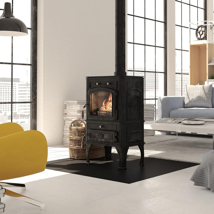 Euro Tische Glasplatte für Kaminofen und Tischplatte in 90x60cm Facettenschliff, Schutzplatte mit 6m