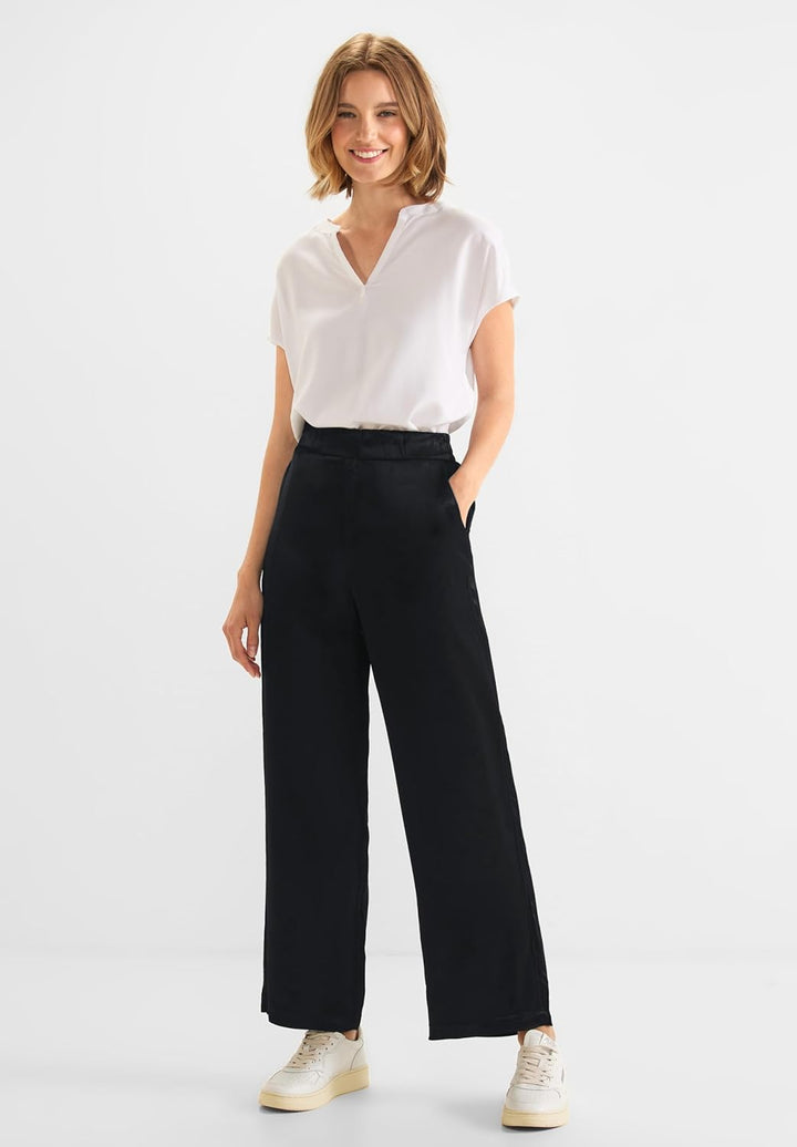 Street One Damen Satinhose 38W / 32L Schwarz, 38W / 32L Schwarz
